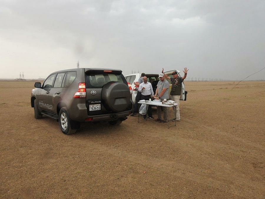 Having breakfast in the desert