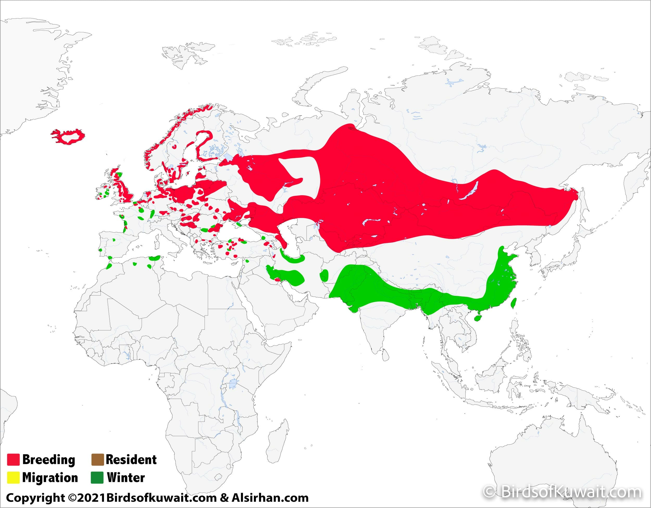 Distribution map of Greylag Goose Anser anser